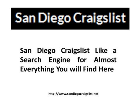 Craigslist comsan diego - Craigslist is a great resource for finding used cars at a fraction of the cost of buying new. However, it’s important to be aware of the risks associated with buying a used car fro...